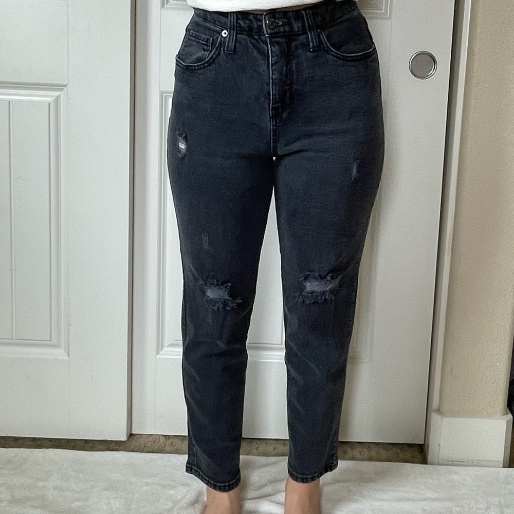 CUTE black mom ripped high rise mom jeans